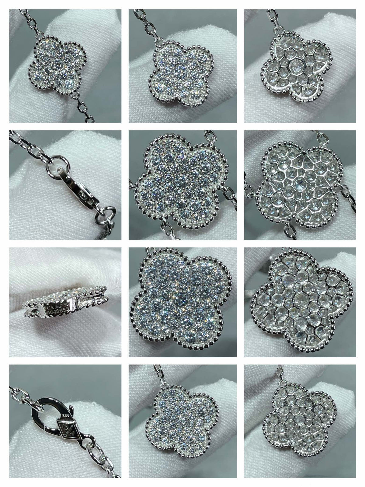 [LumiVibe]CLOVER 6 MOTIF DIAMOND PAVED NECKLACE