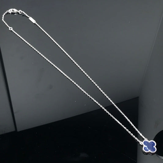 [LumiVibe]CLOVER PIETERSITE SILVER LONG NECKLACE