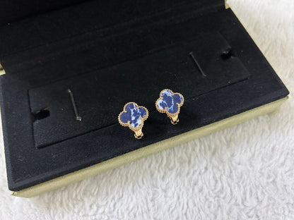 [LumiVibe]CLOVER PIETERSITE MEDIUM STUD EARRINGS
