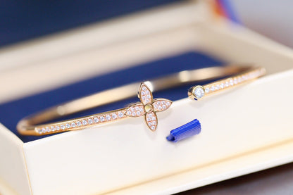 [LumiVibe]IDYLLE PINK GOLD OPEN BRACELET DIAMOND PAVED