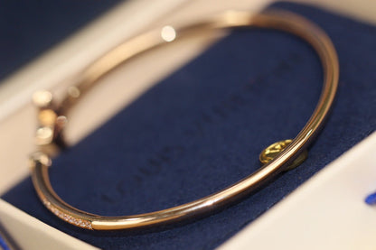 [LumiVibe]IDYLLE PINK GOLD OPEN BRACELET DIAMOND PAVED
