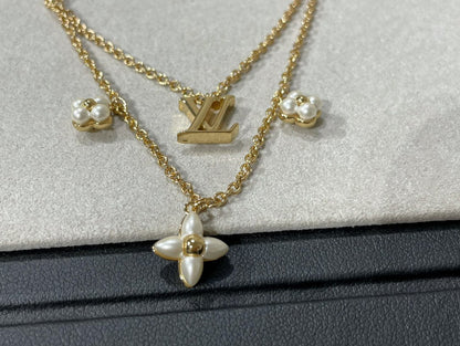 [LumiVibe]FLOWERGRAM GOLD MOP DOUBLE ROW NECKLACE