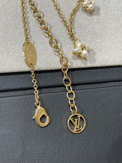 [LumiVibe]FLOWERGRAM GOLD MOP DOUBLE ROW NECKLACE