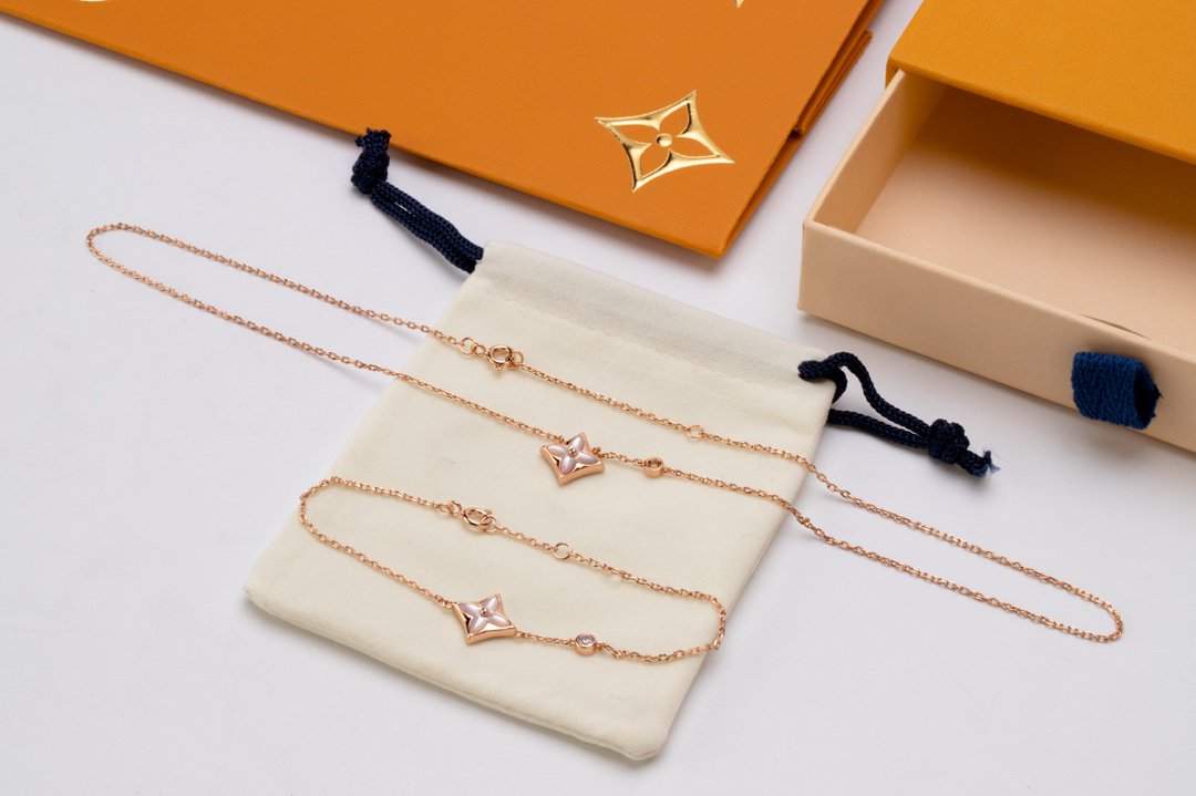 [LumiVibe]STAR PINK MOP 1 DIAMOND PINK GOLD NECKLACE