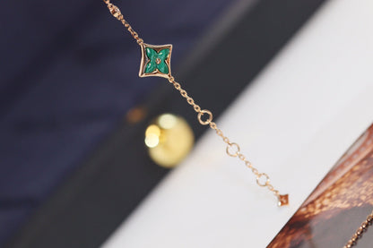 [LumiVibe]STAR AND SUN 4 MOTIF PINK GOLD MALACHITE BRACELET