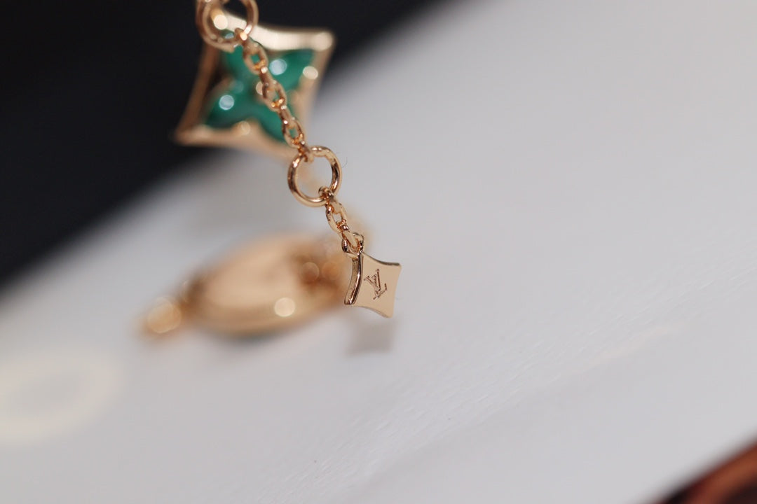 [LumiVibe]STAR AND SUN 4 MOTIF PINK GOLD MALACHITE BRACELET