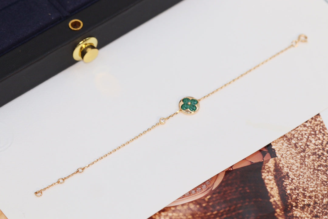 [LumiVibe]STAR AND SUN 4 MOTIF PINK GOLD MALACHITE BRACELET