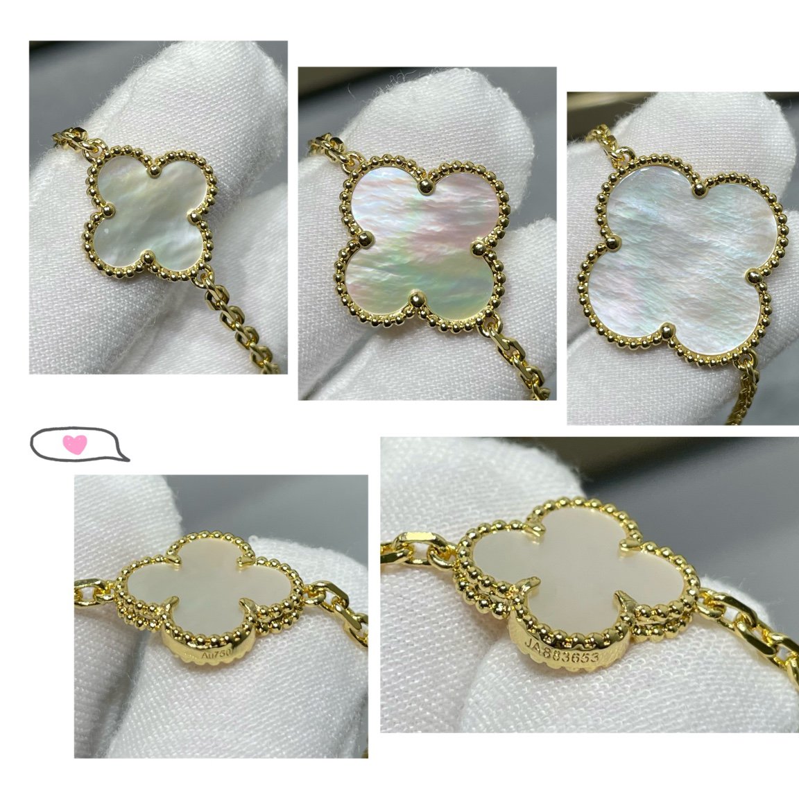 [LumiVibe]CLOVER 16 MOTIF WHITE MOP GOLD NECKLACE