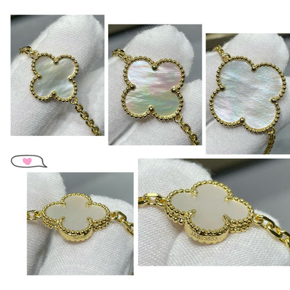 [LumiVibe]CLOVER 16 MOTIF WHITE MOP GOLD NECKLACE