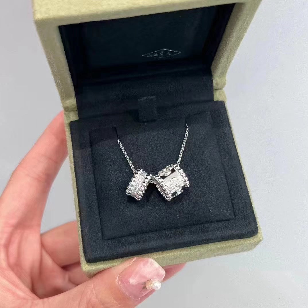 [LumiVibe]PERLEE DOUBLE PENDANT SILVER DIAMOND NECKLACE