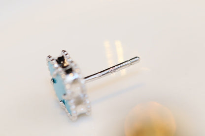 [LumiVibe]CLOVER MINI TURQUOISE SILVER STUD EARRINGS