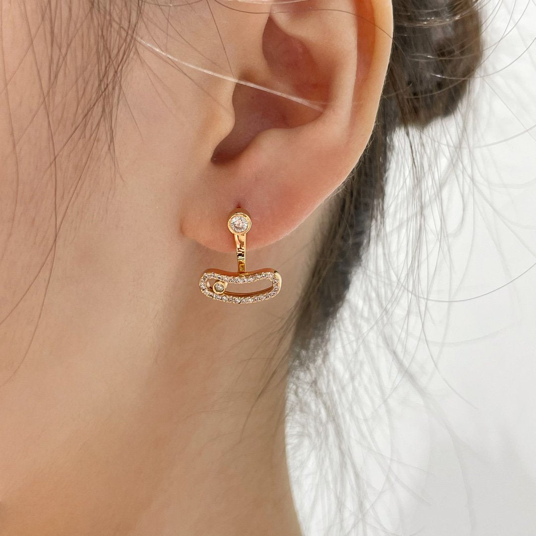 [LumiVibe]MOVE UNO PINK GOLD DIAMOND EARRINGS
