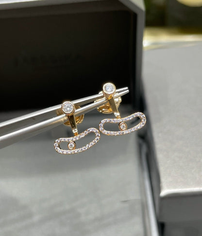 [LumiVibe]MOVE UNO PINK GOLD DIAMOND EARRINGS