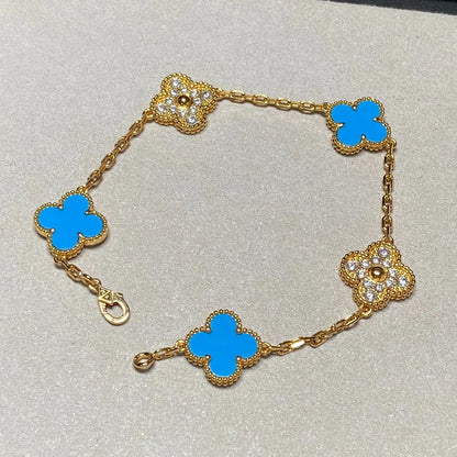 [LumiVibe] CLOVER 5 MOTIF BLUE AGATE BRACELET COLLECTION