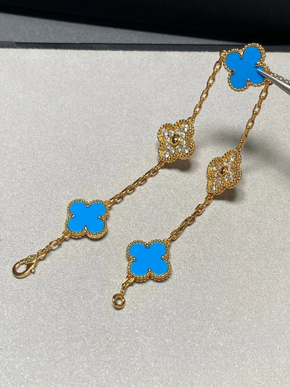 [LumiVibe] CLOVER 5 MOTIF BLUE AGATE BRACELET COLLECTION
