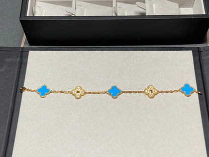 [LumiVibe] CLOVER 5 MOTIF BLUE AGATE BRACELET COLLECTION