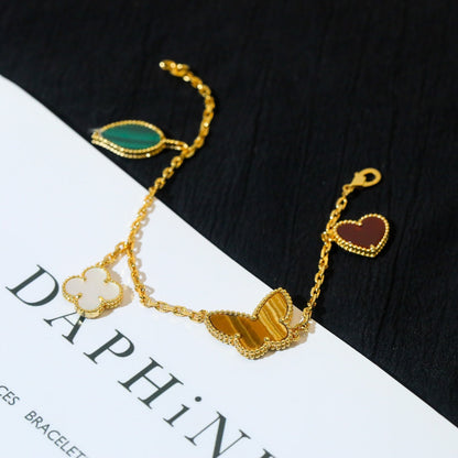 [LumiVibe]LUCKY SPRING 5 MOTIF GOLD BRACELET