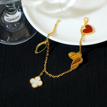 [LumiVibe]LUCKY SPRING 5 MOTIF GOLD BRACELET
