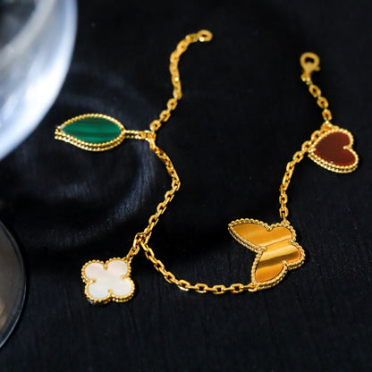 [LumiVibe]LUCKY SPRING 5 MOTIF GOLD BRACELET