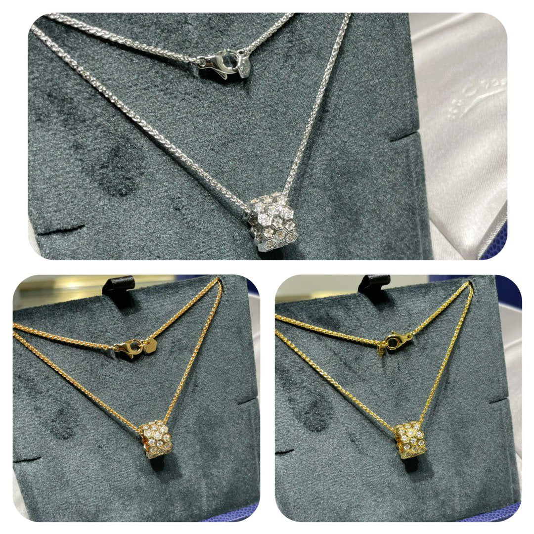 [LumiVibe]BEE LOVE DIAMOND PAVED 3 ROW NECKLACE