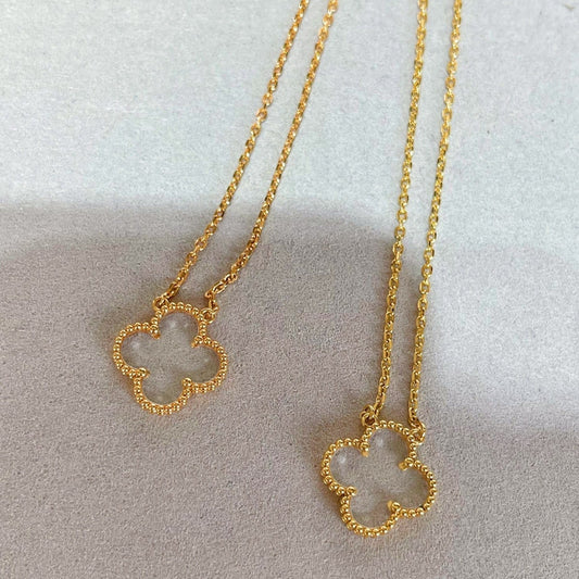 [LumiVibe]CLOVER ROCK CRYSTAL ROSE GOLD NECKLACE