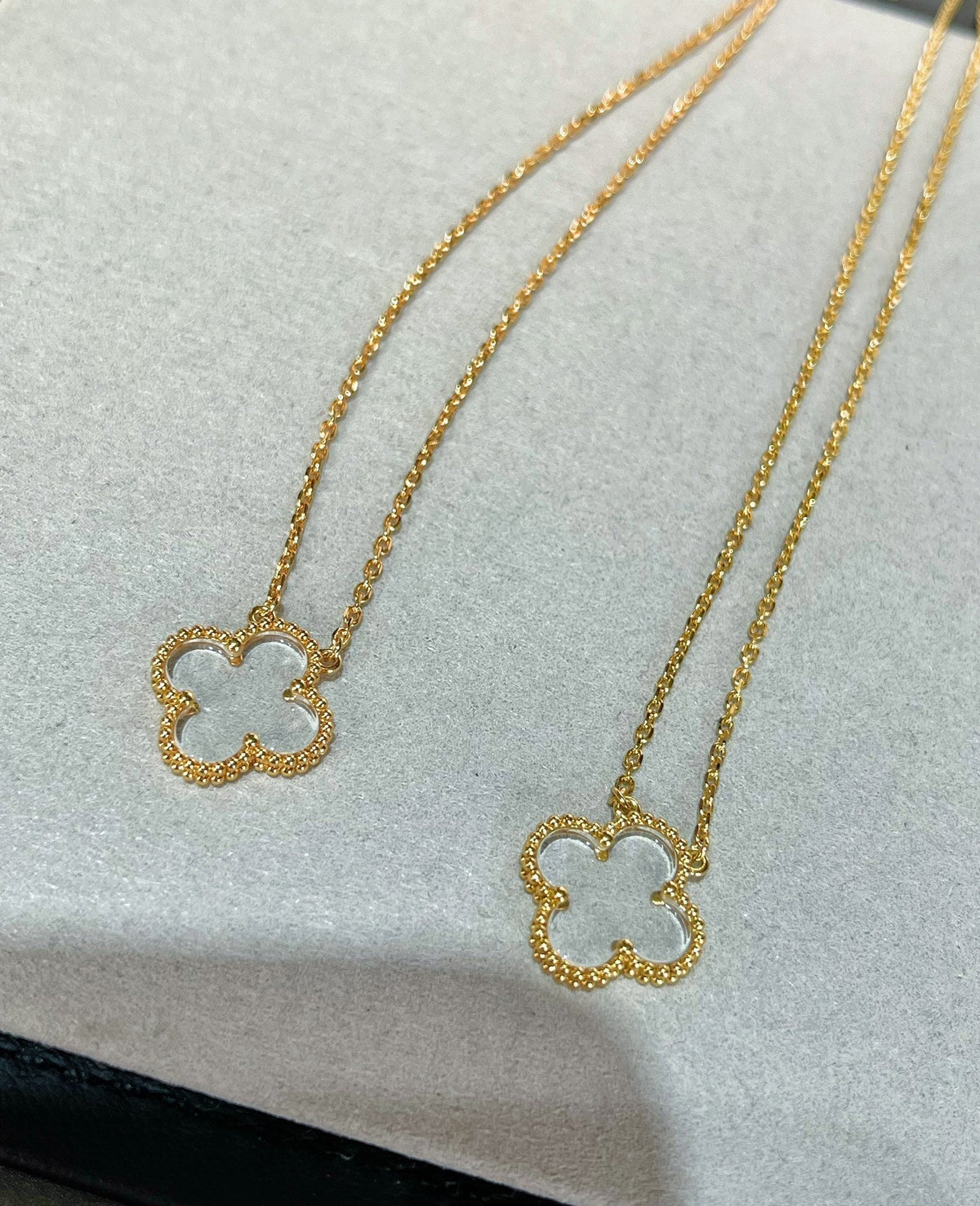[LumiVibe]CLOVER ROCK CRYSTAL ROSE GOLD NECKLACE