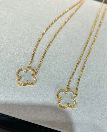 [LumiVibe]CLOVER ROCK CRYSTAL ROSE GOLD NECKLACE