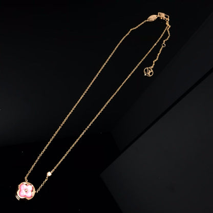 [LumiVibe]COLOR BLOSSOM PINK MOP SUN GOLD NECKLACE