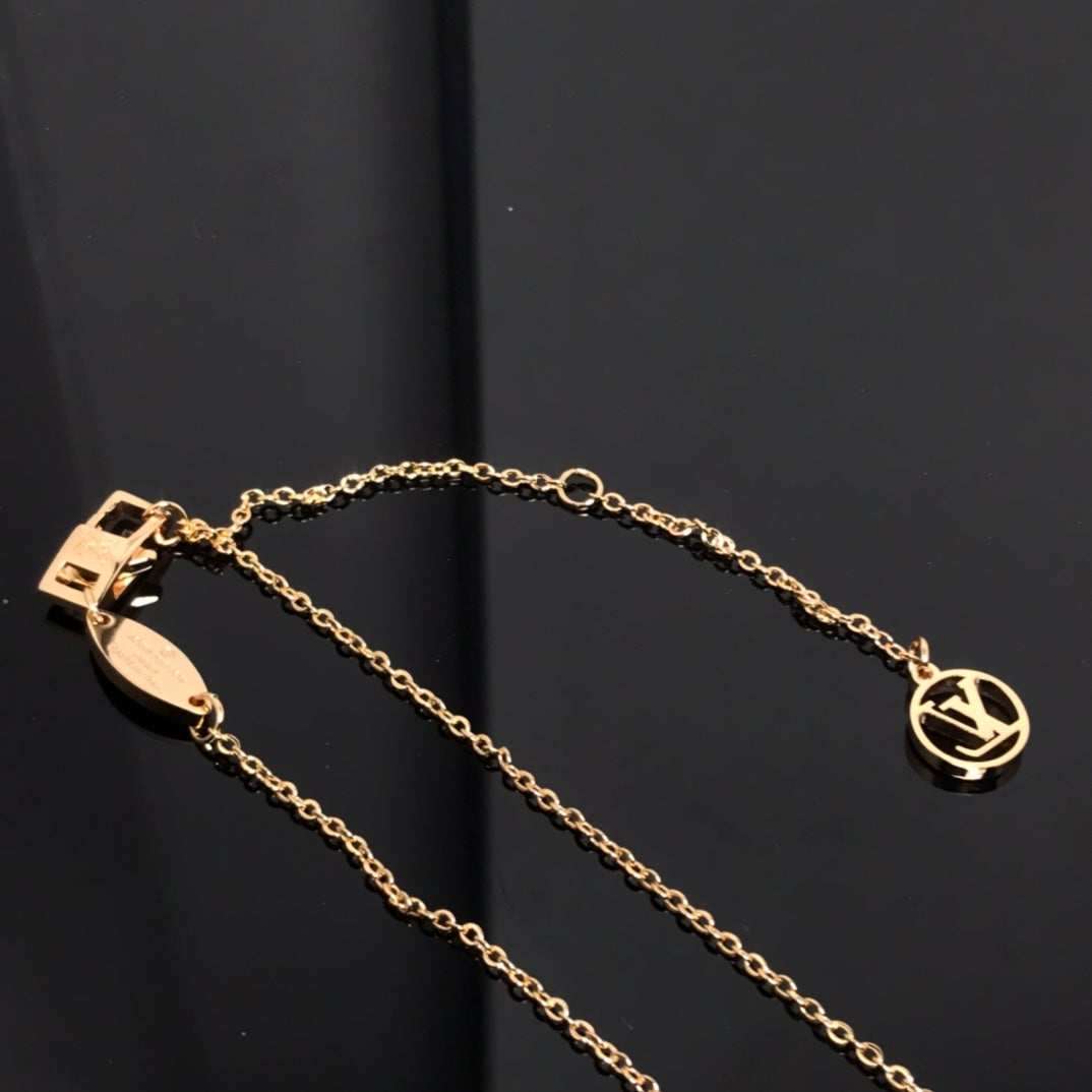 [LumiVibe]COLOR BLOSSOM PINK MOP SUN GOLD NECKLACE