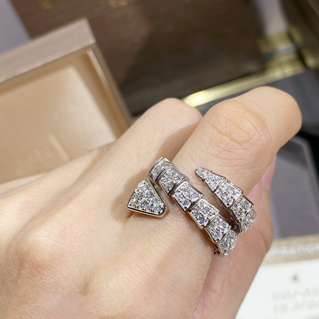 [LumiVibe]SERPENTI DOUBLE RING SILVER DIAMOND PAVED