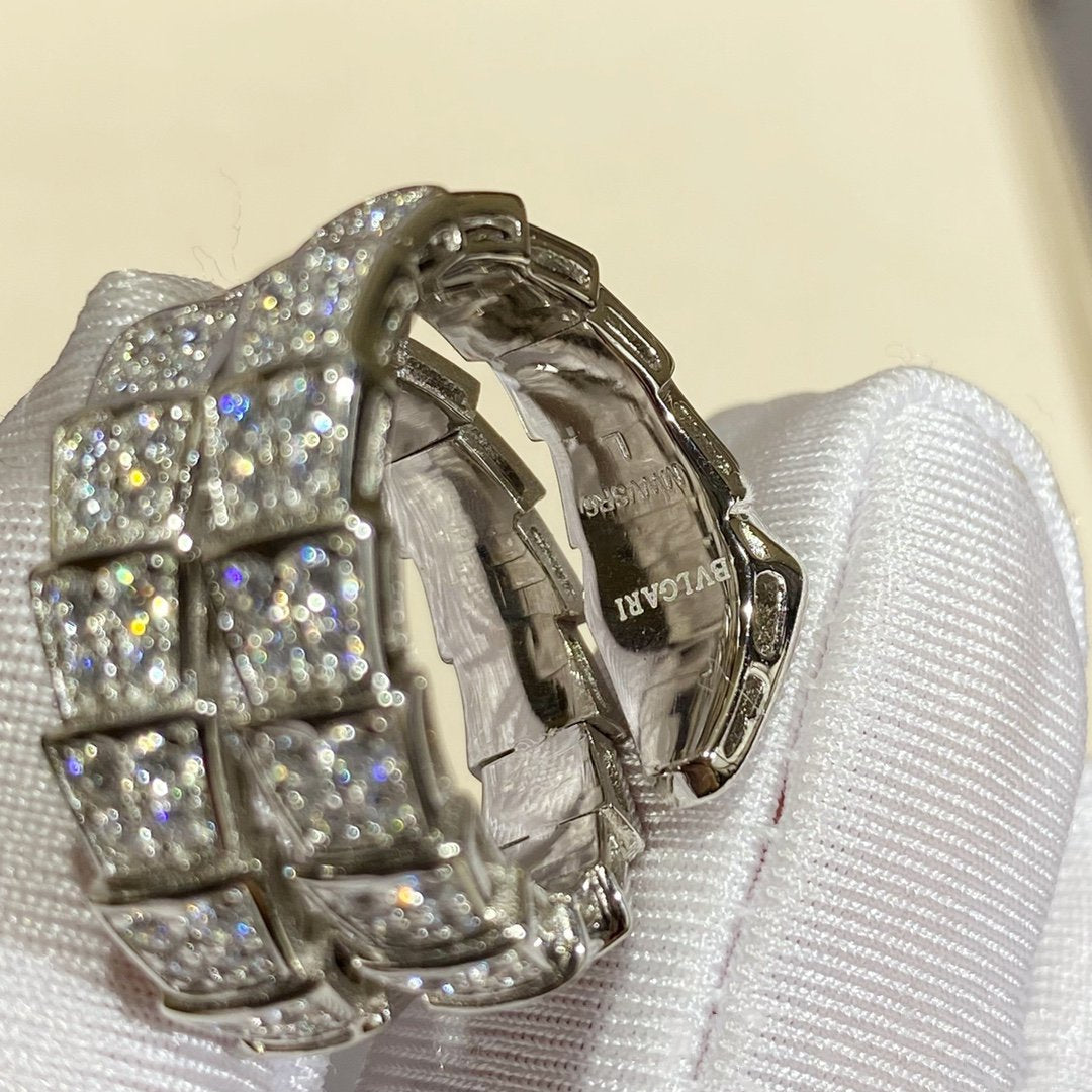 [LumiVibe]SERPENTI DOUBLE RING SILVER DIAMOND PAVED