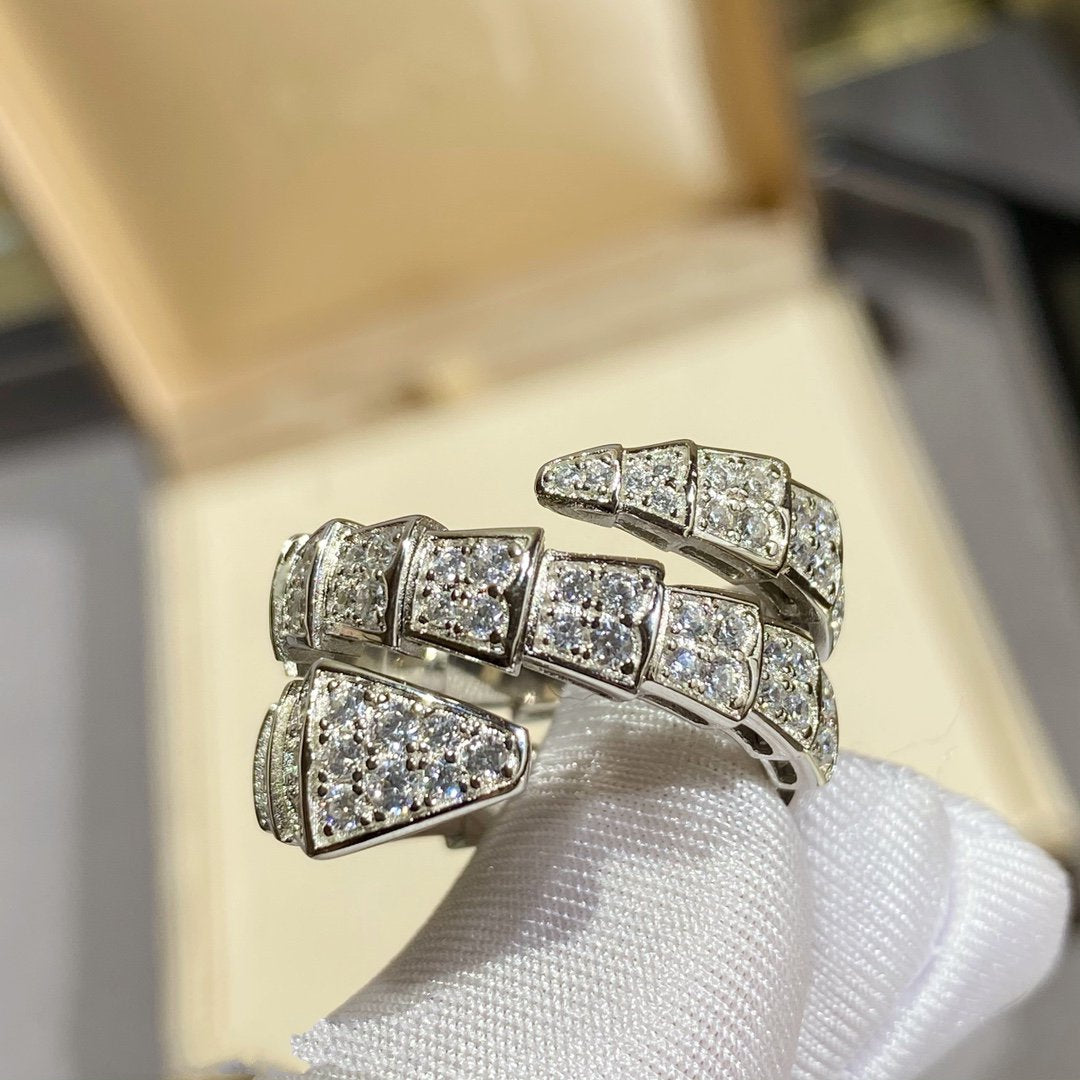[LumiVibe]SERPENTI DOUBLE RING SILVER DIAMOND PAVED