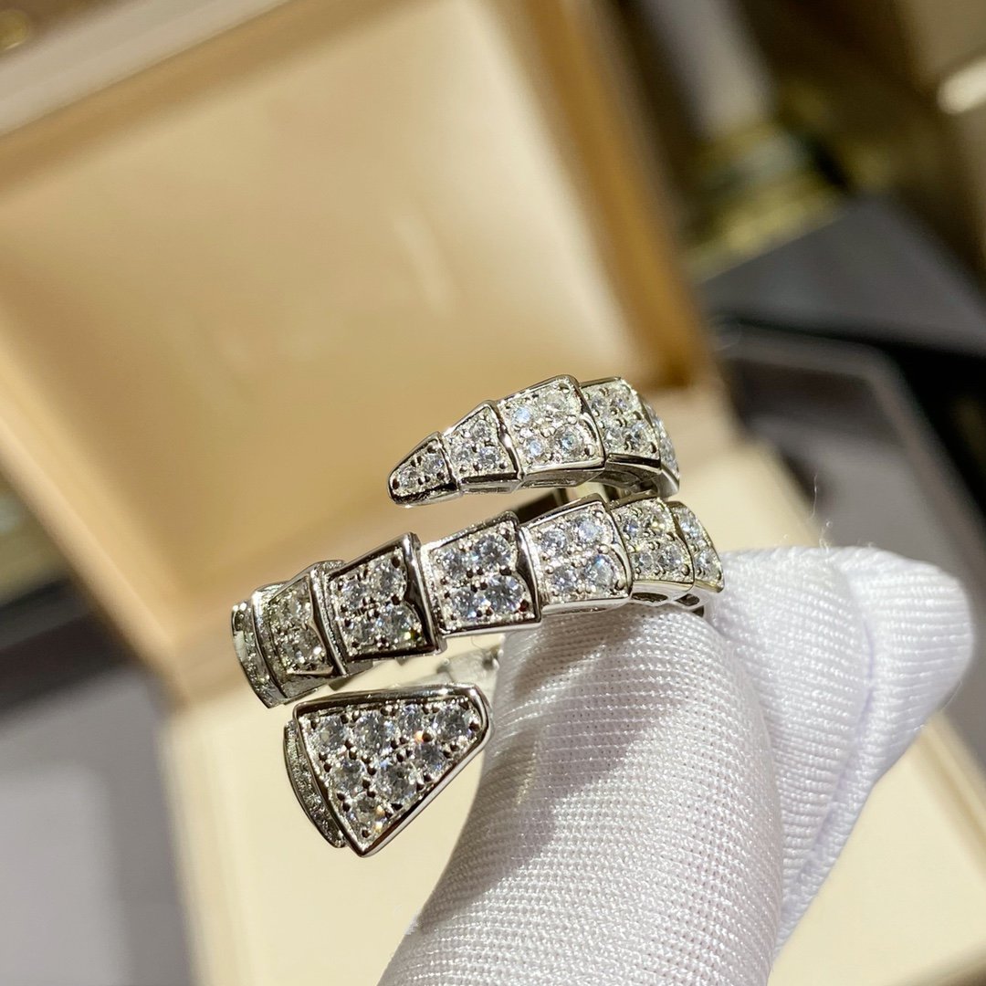 [LumiVibe]SERPENTI DOUBLE RING SILVER DIAMOND PAVED