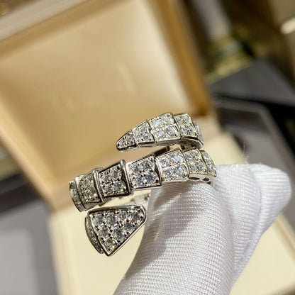 [LumiVibe]SERPENTI DOUBLE RING SILVER DIAMOND PAVED