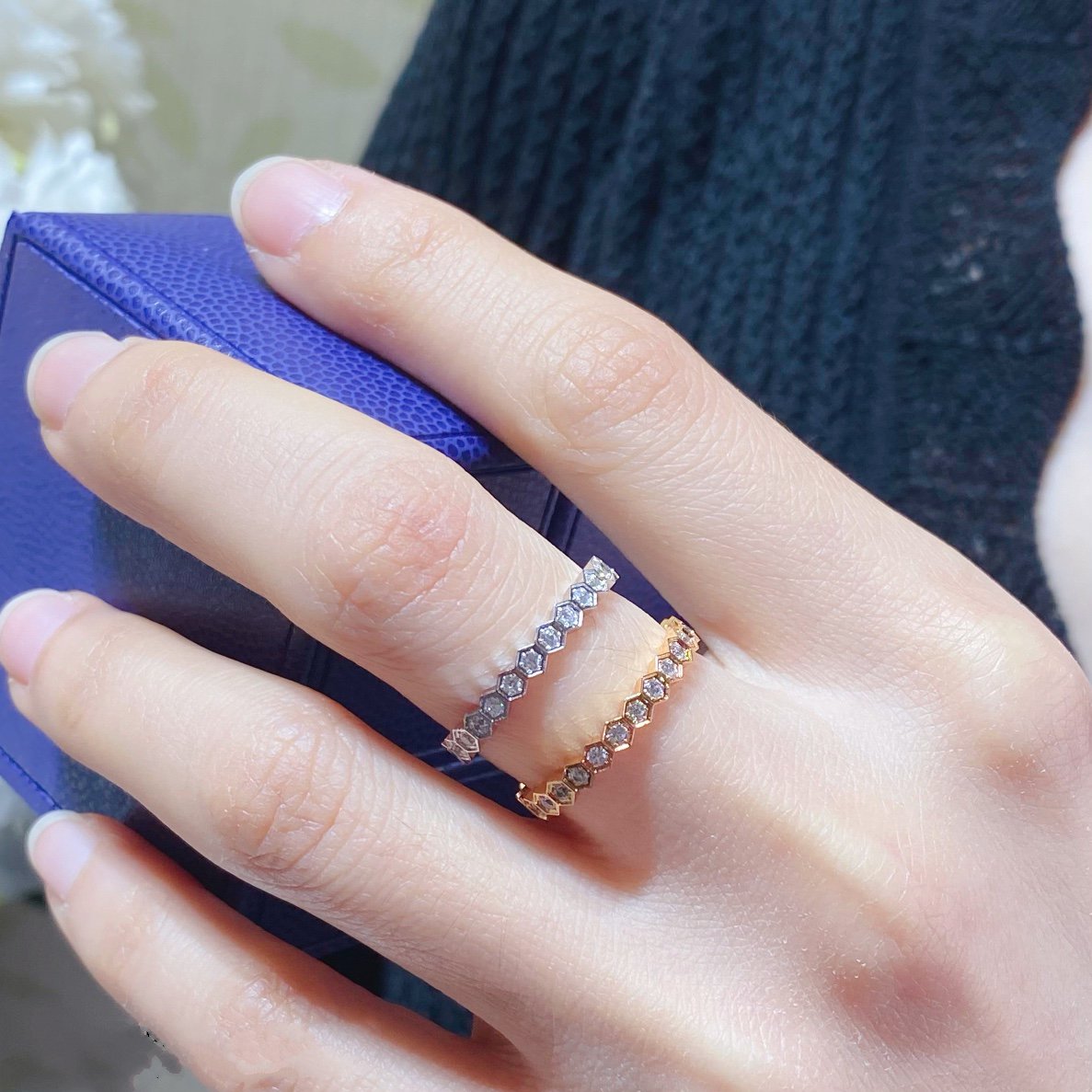 [LumiVibe]BEE LOVE DIAMOND PAVED SMALL RING