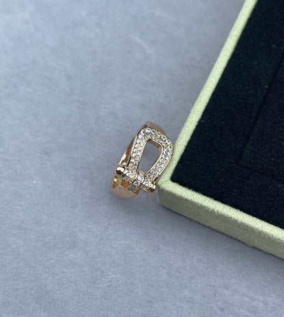 [LumiVibe]Wide Hoof-Shaped Diamond-Studded Ring