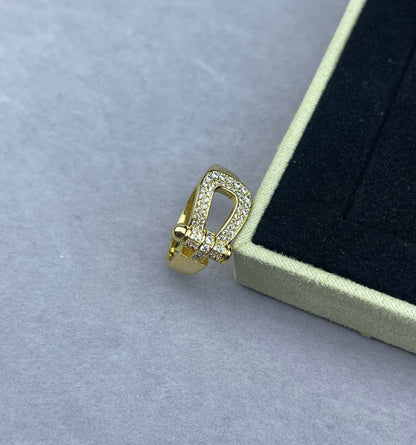 [LumiVibe]Wide Hoof-Shaped Diamond-Studded Ring