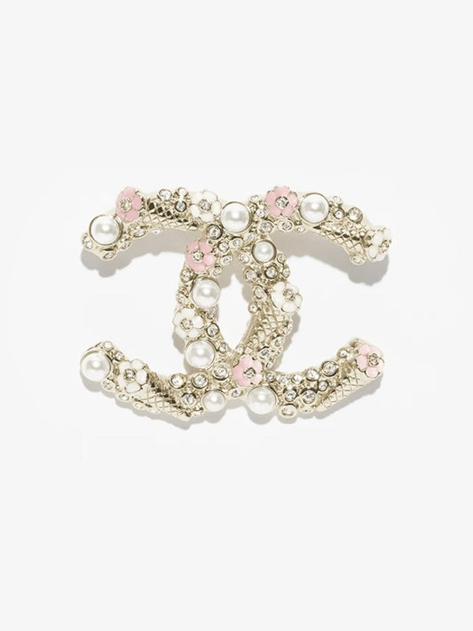 [LumiVibe]26C Pink-White Enamel Ice Cream Cone Double C Brooch