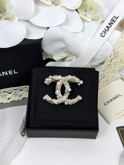 [LumiVibe]26C Pink-White Enamel Ice Cream Cone Double C Brooch