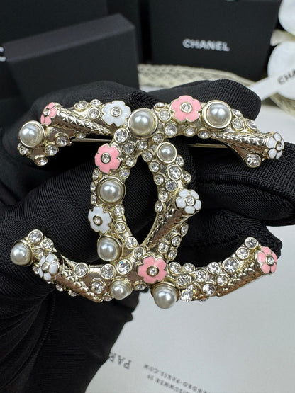 [LumiVibe]26C Pink-White Enamel Ice Cream Cone Double C Brooch