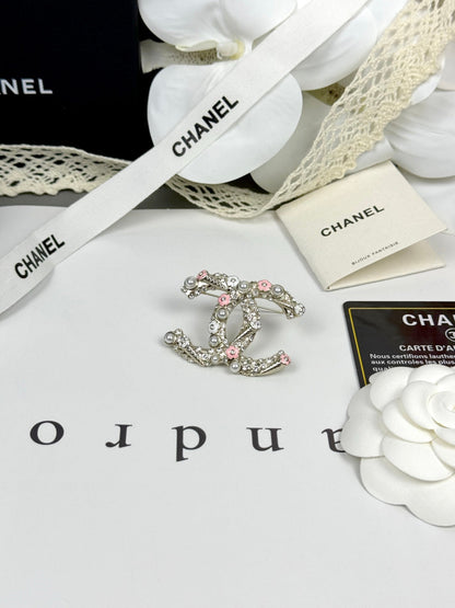 [LumiVibe]26C Pink-White Enamel Ice Cream Cone Double C Brooch