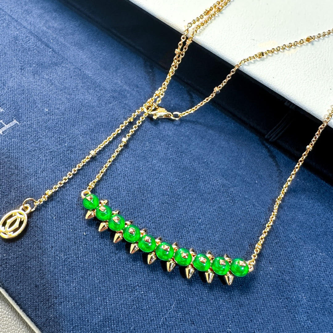 [LumiVibe]New Arrival: Green Bead Rivet Necklace