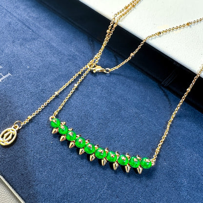 [LumiVibe]New Arrival: Green Bead Rivet Necklace