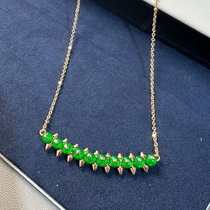 [LumiVibe]New Arrival: Green Bead Rivet Necklace
