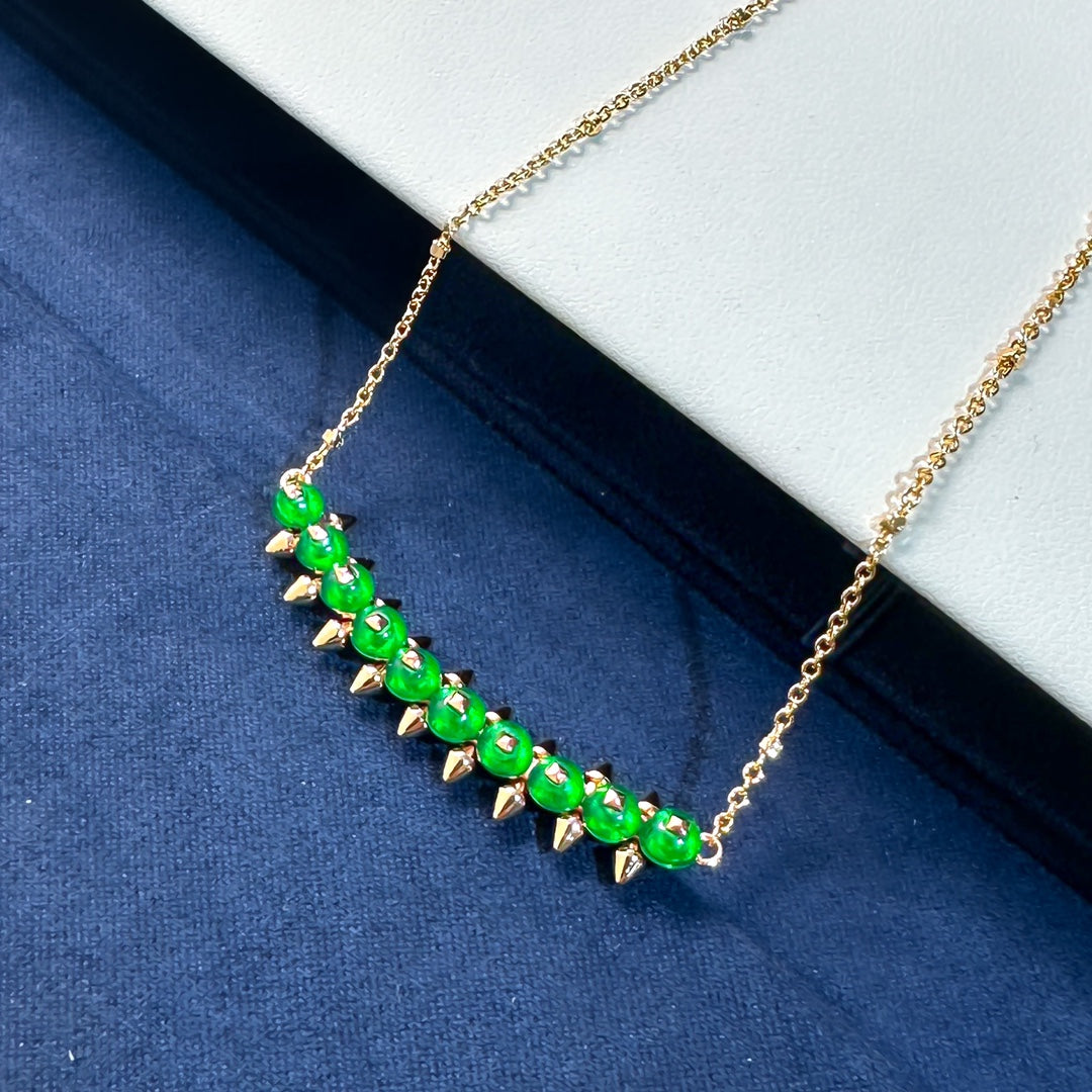 [LumiVibe]New Arrival: Green Bead Rivet Necklace