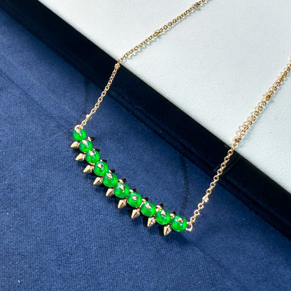 [LumiVibe]New Arrival: Green Bead Rivet Necklace