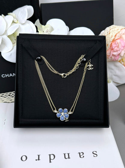 [LumiVibe]New Blue Floral Double-Layer Necklace