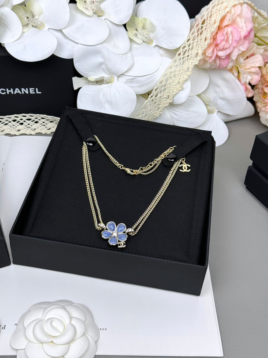 [LumiVibe]New Blue Floral Double-Layer Necklace