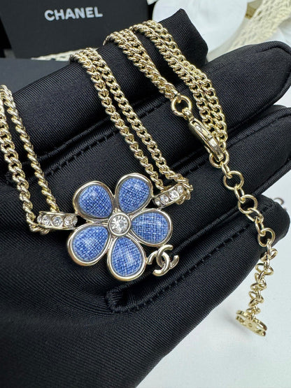 [LumiVibe]New Blue Floral Double-Layer Necklace