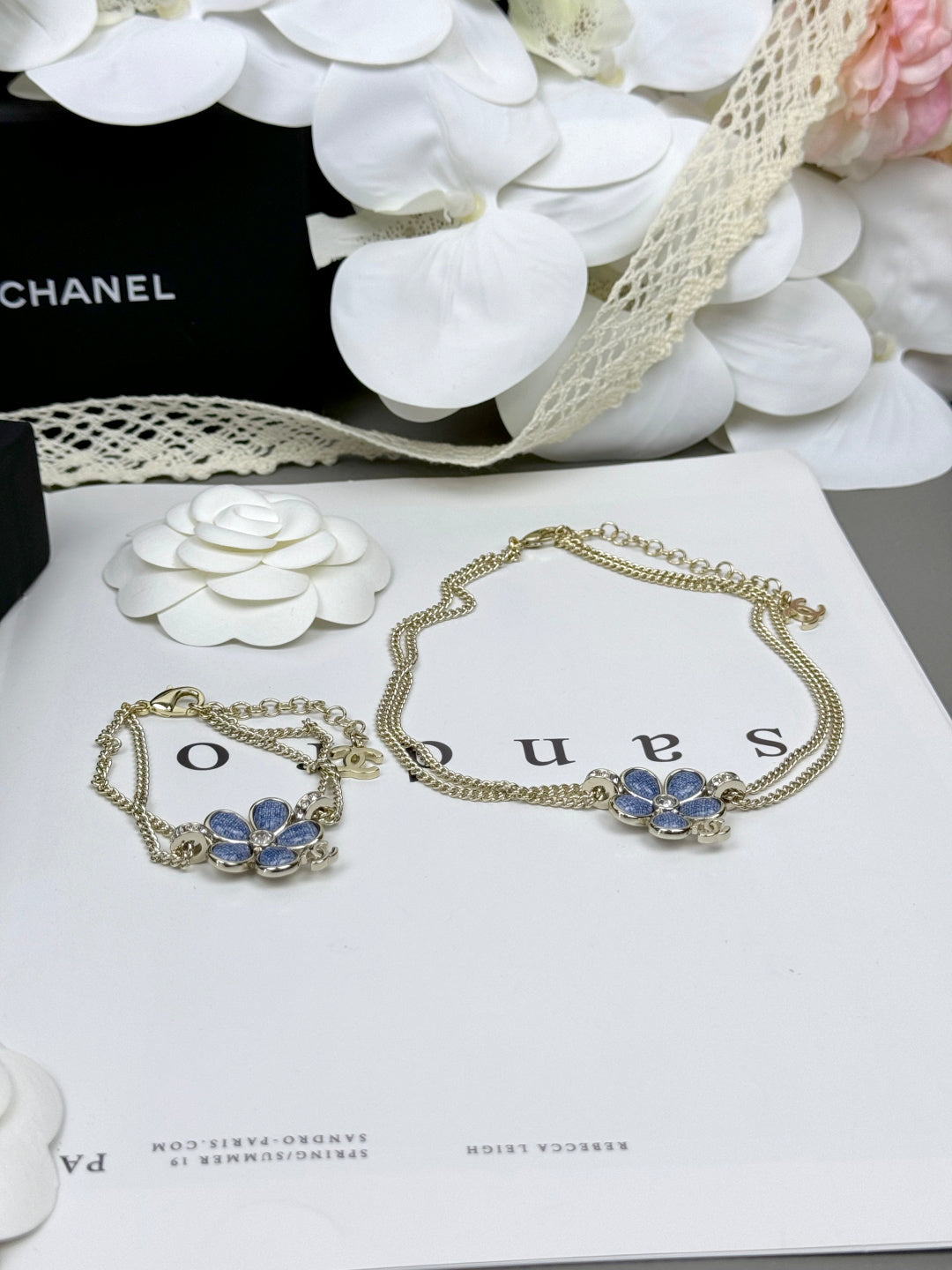 [LumiVibe]New Blue Floral Double-Layer Necklace